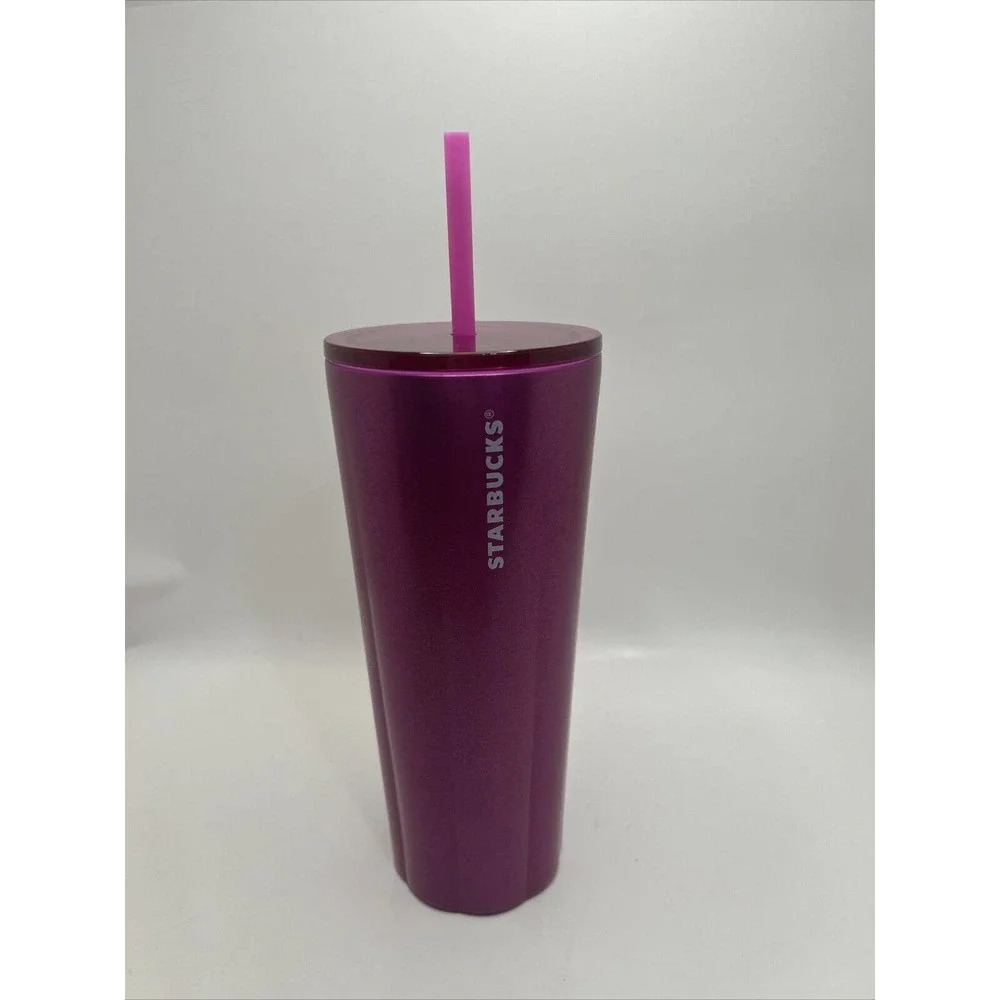 Starbucks Metallic Holiday Pink Fuschia Stainless Steel 24oz Tumbler 2022